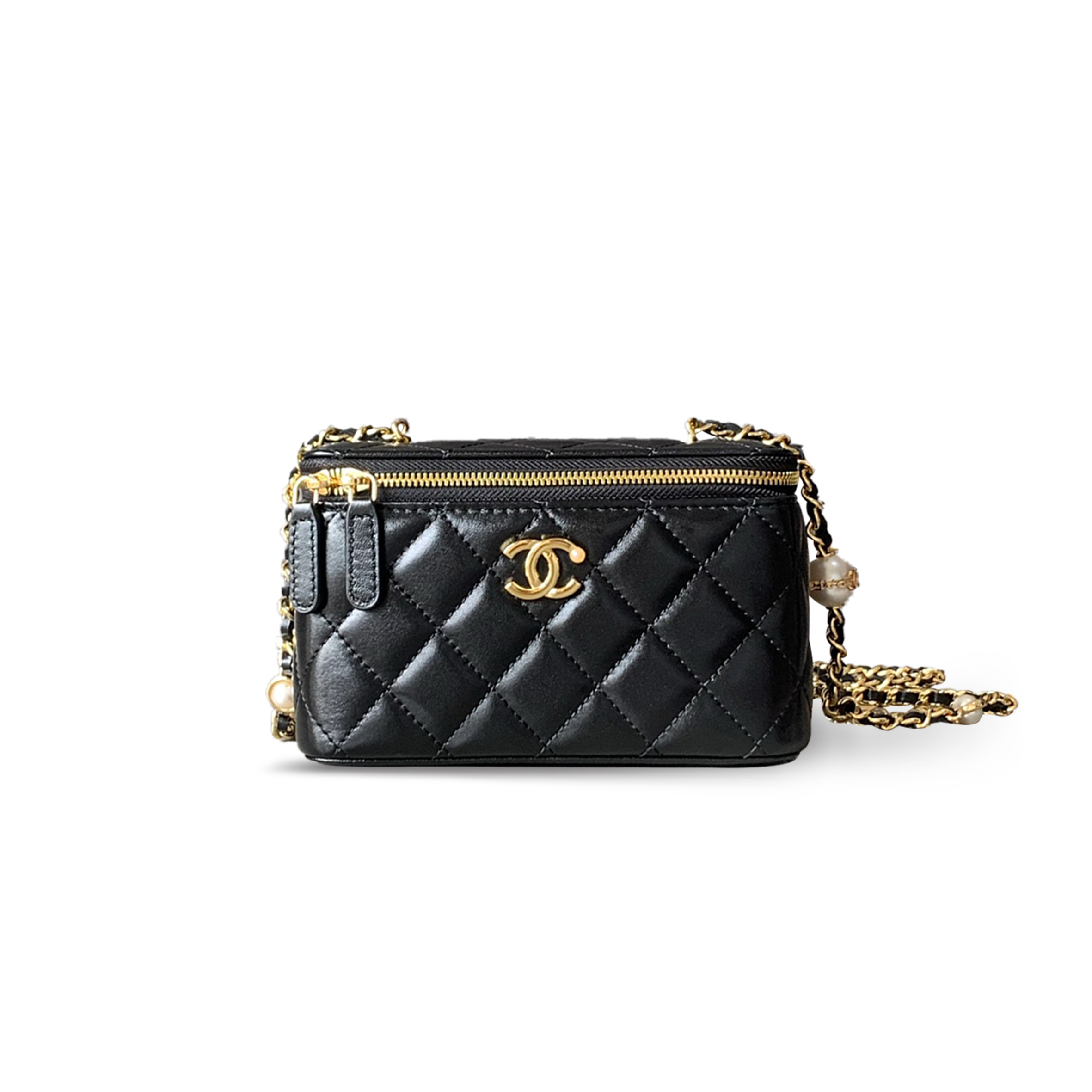 CHANEL MASTER 24K PEARL CHAIN VANITY CASE 6979421 (17*10*8cm)